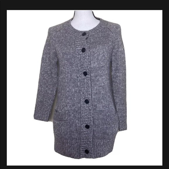 J.Crew Gray Silver Knitted Button Down Pockets Cardigan - Picture 1 of 8